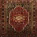 Ahgly Company Indoor Square Traditional Saddle Brown Persian Area Rugs 6 Square