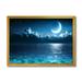 Designart Romantic Moon and Clouds Over Deep Blue Sea I Nautical & Coastal Framed Art Print