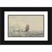 Henri Le Hon 14x10 Black Ornate Wood Framed Double Matted Museum Art Print Titled: View on the High Seas on Which Three Sailing Ships (1852)