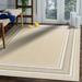 Beverly Rug Indoor Bordered Area Rugs Non Slip Rubber Backing Modern Living Room Area Rug Beige 5 x7