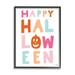 Stupell Industries Pastel Happy Halloween Text Whimsical Pumpkin Motif Graphic Art Black Framed Art Print Wall Art Design by Jess Baskin