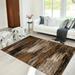 Chocolate/Beige/Gold/Abstract Contemporary Modern Design Mixed Brush Pattern Colors Area Rug