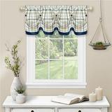 Tattersall Tuck Valance with Buttons - 58 x 14 in. - Navy