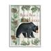 Stupell Industries Black Bear Lodge Rustic Cabin Botanicals Sign Graphic Art White Framed Art Print Wall Art Design by Emma Leach