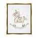 Stupell Industries Gentle Rocking Horse Blue Stars Nursery Playroom Graphic Art Metallic Gold Floating Framed Canvas Print Wall Art Design by Studio Q