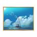 Designart The Sailboat On The Blue Sea Against Summer Clouds Sky Nautical & Coastal Framed Canvas Wall Art Print