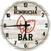 Large Wood Wall Clock 24 Inch Round Bar Wall Art Healthy Kombucha Bar Round Small Battery Operated White