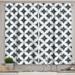 Ambesonne Damask Kitchen Curtains Royal Baroque Motifs 55 x45 Blue Black White