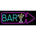 Bar With Wine Glass Arrow LED Neon Sign 13 x 32 - inches Clear Edge Cut Acrylic Backing with Dimmer - Bright and Premium built indoor LED Neon Sign for Bar decor.