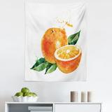 Fruit Tapestry Watercolor Orange Yummy Kitchen Natural Organic Winter Motif Fabric Wall Hanging Decor for Bedroom Living Room Dorm 5 Sizes Marigold Fern Green by Ambesonne