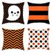 Fall Halloween Pillows Covers 18x18 Set of 4 for Home Decorations Black Cat Pumpkin Ghost Witch Hat Candy Corn Black Stripe Polka Dot Decorative Throw Pillow Cases Indoor Outdoor Decor