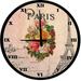 Large Wood Wall Clock 24 Inch Round Paris Flower Bouquet Round Small Battery Operated Wall Art