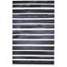 Black Leather Rug 5X8 Modern Hand Woven Scandinavian Striped Room Size Carpet