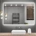 Keonjinn 40 x28 LED Backlit Mirror with Anti-Fog Dimmable Modern Rectangular Makeup Wall Mirror with Light CRI90 Waterproof for Bathroom(Horizontal/Vertical)