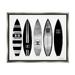 Stupell Industries Fashion Designer Surf Boards Black Silver Watercolor Luster Gray Framed Floating Canvas Wall Art 16x20 by Amanda Greenwood