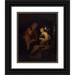 Godfried Schalcken 15x18 Black Ornate Wood Framed Double Matted Museum Art Print Titled - Young Man and Woman Studying a Statue of Venus by Lamplight (1688 - 1692)