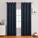 DONGPAI Blackout Curtains Silver Wave Line Print Grommet Thermal Insulated Window Curtain Drapes for Living Room Bedroom 1 Panel Navy Blue