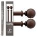 Deco Window 36 to 66 inches 2 Pcs Adjustable Curtain Rod for Windows with Ball Finials & Bracket Set (1 Diameter Brown)