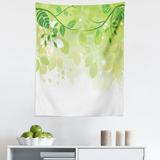 Green Leaf Tapestry Flourishing Springtime Abstract Composition with Leaves Fantasy Flora Fabric Wall Hanging Decor for Bedroom Living Room Dorm 5 Sizes Yellow White Green by Ambesonne
