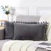 ZOELNIC Pack of 2 Velvet Throw Pillow Covers Rectangle Pillow Cases with Pom Pom for Couch Bed Sofa Gray 12 x20