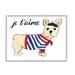 Stupell Industries Je T aime French Dog Wearing Beret Drawing 14 x 11 Design by Heather Strianese