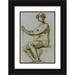 Henri Leopold LÃ©vy 11x14 Black Ornate Wood Framed Double Matted Museum Art Print Titled: Study of a Young Woman Sitting Holding an Object in the Right Hand