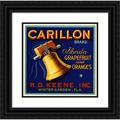 Anonymous 12x12 Black Ornate Wood Framed Double Matted Museum Art Print Titled: Carillon Brand Florida Grapefruit and Oranges Label (1940)