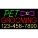 Pet Grooming with Phone Number LED Neon Sign 20 Tall x 37 Wide - inches Black Square Cut Acrylic Backing with Dimmer - Premium built indoor Sign for Club Home dÃ©cor Event Workshop Storefront.