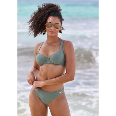 Bügel-Bikini-Top SUNSEEKER "Loretta", Damen, Gr. 42, Cup B, grün (oliv), Polyamid, unifarben, Strukturmuster, Bikini-Oberteile, mit Strukturmuster Image