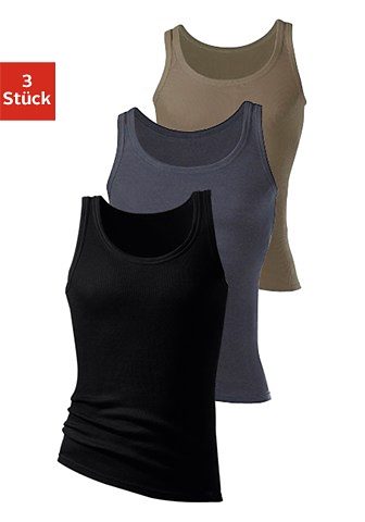 Unterhemd H.I.S "Doppelripp Tanktop", Herren, Gr. 10, grün (olivgrün, schwarz, anthrazit), Doppelripp, Obermaterial: 100% Baumwolle, unifarben, figurbetont, tiefer Rundhals, Unterhemden, ohne Seitennähte Image