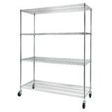 Hassch NSF Certified 4-Tier Metal Storage Shelf Heavy Duty Steel Wire Shelving Unit with Wheels Used as Pantry Shelves Garage or Bakers Rack Kitchen Shelving Silver