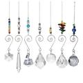 Set of 7 Crystal Pendants - Sun Catcher Hanging Crystal Decorations for Garden Home Window