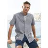 Kurzarmhemd H.I.S, Herren, Gr. M (39/40), N-Gr, grau, Web, Obermaterial: 100% Baumwolle, unifarben, casual, regular fit, Rundhals, Kurzarm abgesteppte Kante, Hemden, Regular Fit, Stehkragenhemd mit Brusttasche, reine Baumwolle