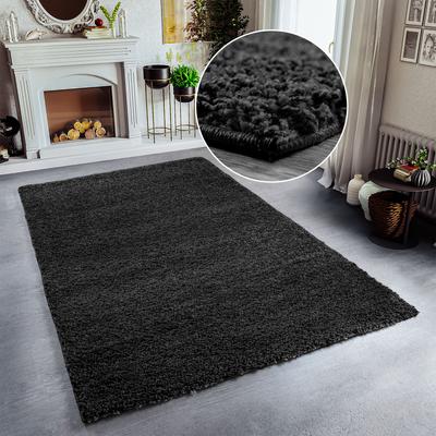 Hochflor-Teppich MY HOME "Shaggy 30" Gr. 5, grau (anthrazit), B:200cm H:30mm L:200cm, Kunstfaser, Teppiche, Teppich, Uni Farben, besonders weich und kuschelig, Kundenliebling Image