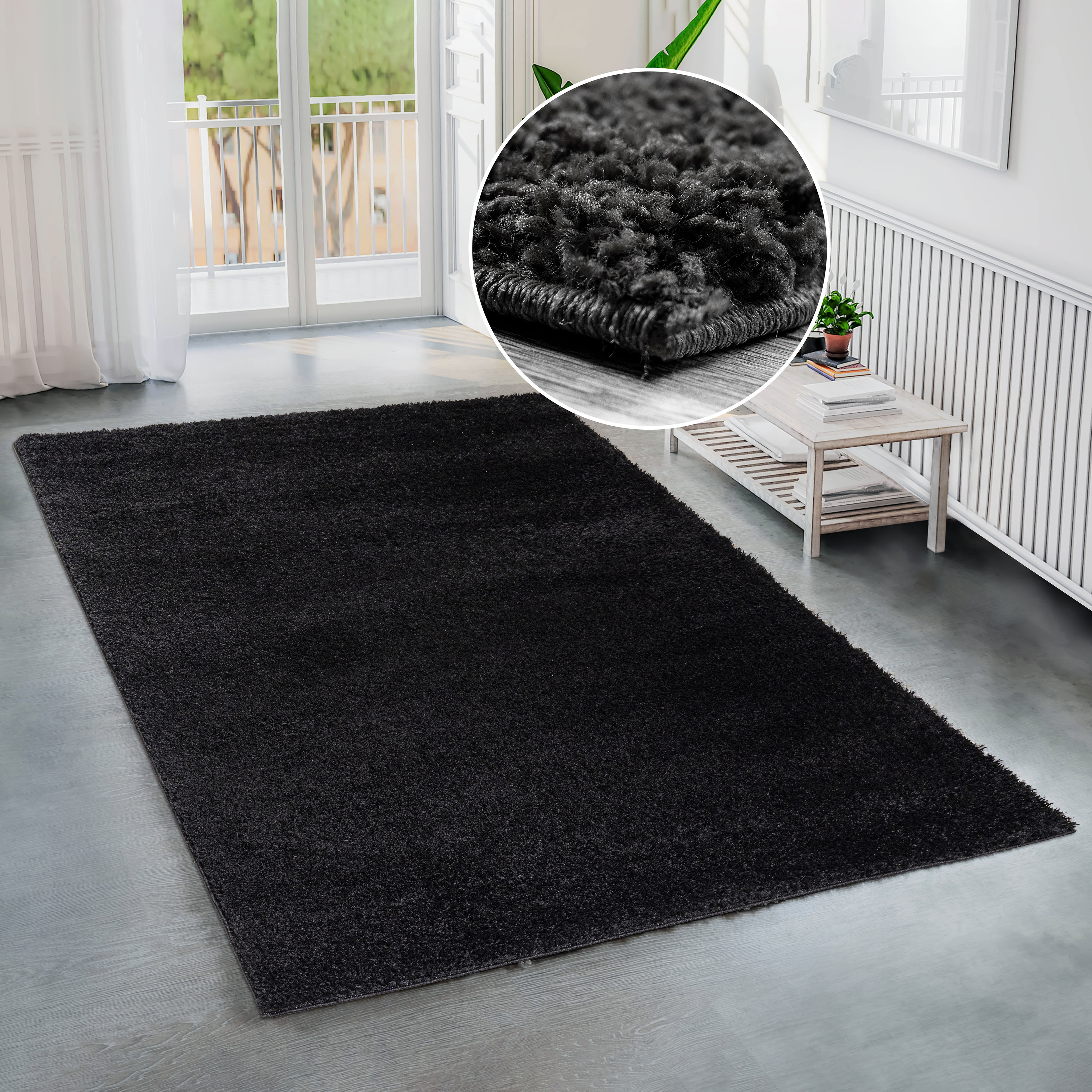 Hochflor-Teppich BRUNO BANANI "Shaggy Soft" Gr. 1, grau (anthrazit), B:60cm H:30mm L:90cm, Kunstfaser, Teppiche, gewebt, Uni Farben, besonders weich und kuschelig, Kundenliebling Image