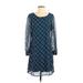 Charming Charlie Casual Dress - Shift: Blue Argyle Dresses - Women's Size Small