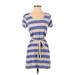 Forever 21 Casual Dress - Mini Scoop Neck Short sleeves: Blue Print Dresses - Women's Size Small