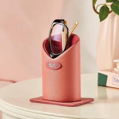 Leather Glasses Holder Pink Personalised