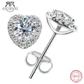 AnuJewel-Boucles d'oreilles coeur en argent regardé 925 pour femme moissanite diamant 1cttw