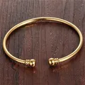 Bracelet jonc plaqué or pour femme manchette populaire bracelets ouverts simples bracelet à deux