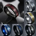 Bagues Dragon en acier pour hommes 7 couleurs noir rouge fibre de carbone bague de fête