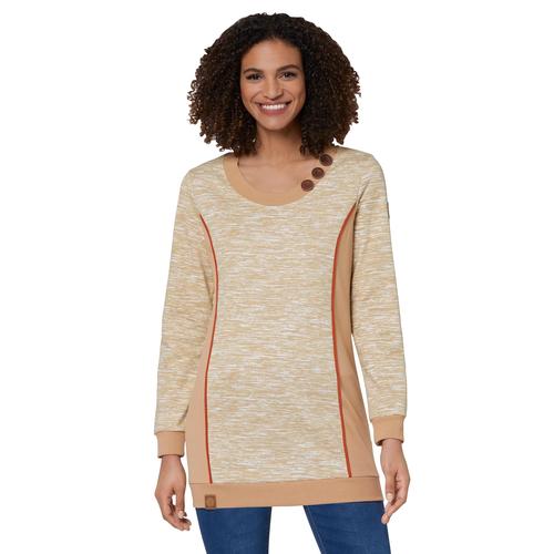 Sweatshirt CASUAL LOOKS Gr. 50, gelb (camel, weiß, meliert) Damen Sweatshirts