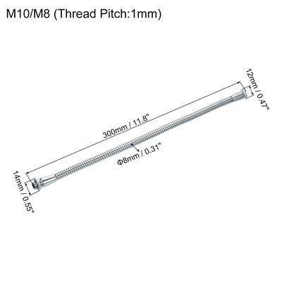 Microphone Gooseneck, M10/M8 Thread Metal Universal Hose Flexible Arm