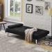 Convertible Folding Futon Sofa Bed with 2 Cup Holders, Fabric Loveseat Sofa Bed with Removable Armrests and Metal Legs