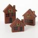 Wood House With Wreath - Set of 3