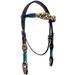 50RK Hilason Western Horse Headstall American Leather Leopard Turquoise