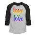 Shop4Ever Men s Love is Love Rainbow Gay Pride Raglan Baseball Shirt X-Small Heather Grey/Black