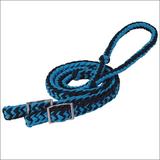 11WL 8 Ft Weaver Braided Nylon Barrel Horse Tack Reins Conway Buckle Bit Ends Blue