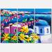 Designart Colorful Traditional Santorini Churches Among Flowers Nautical & Coastal Canvas Wall Art Print