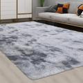 Fluffy Area Rug Modern Abstract Fluffy Area Rug Indoor Soft Area Rug Faux Area Rug for Bedroom Living Room Light Grey 8 x 10